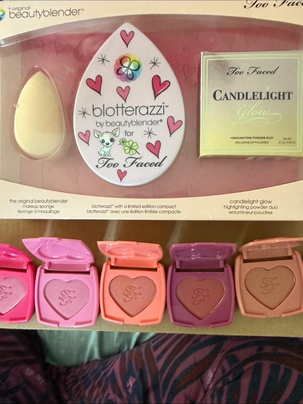 Too Faced Candlelight Glow & Blotterazzi Set - Pink, Peach, Purple, Coral